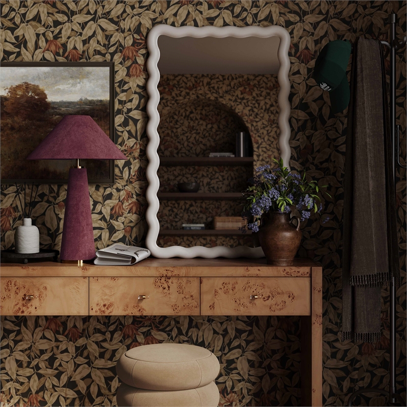 Pemberly Row Contemporary Accent Burgundy Finish Velvet Table Lamp