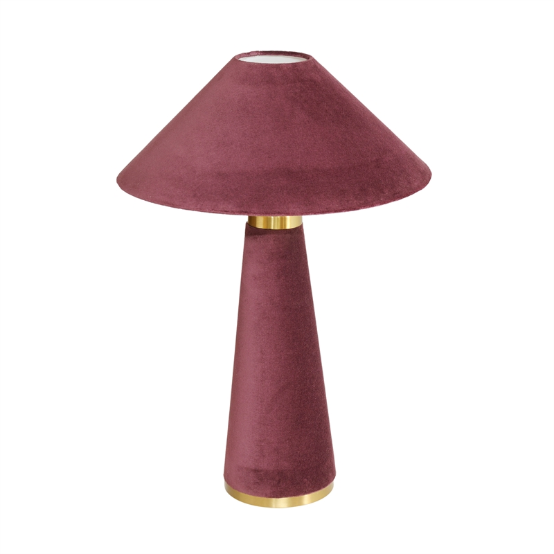 Pemberly Row Contemporary Accent Burgundy Finish Velvet Table Lamp