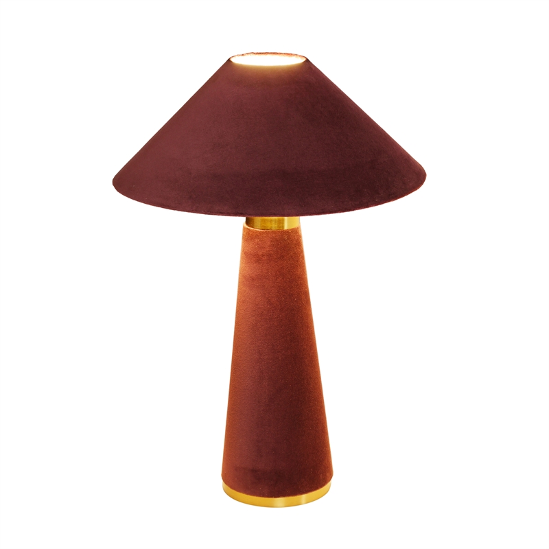 Pemberly Row Contemporary Accent Burgundy Finish Velvet Table Lamp