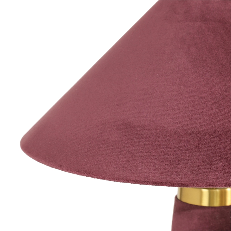 Pemberly Row Contemporary Accent Burgundy Finish Velvet Table Lamp