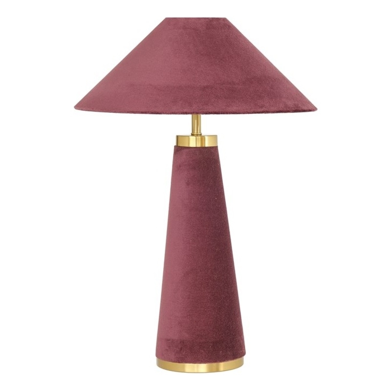 Pemberly Row Contemporary Accent Burgundy Finish Velvet Table Lamp