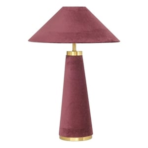 Pemberly Row Contemporary Accent Burgundy Finish Velvet Table Lamp