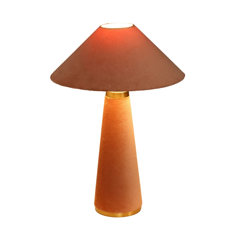 Pemberly Row Contemporary Accent Terracotta Velvet Table Lamp