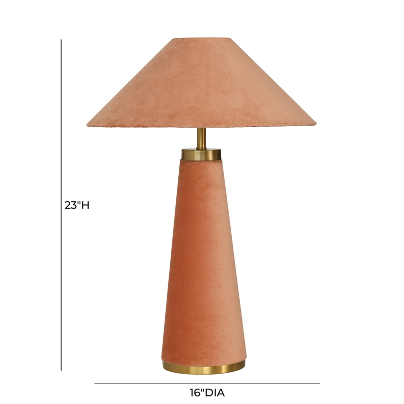 Pemberly Row Contemporary Accent Terracotta Velvet Table Lamp