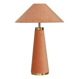 Pemberly Row Contemporary Accent Terracotta Velvet Table Lamp