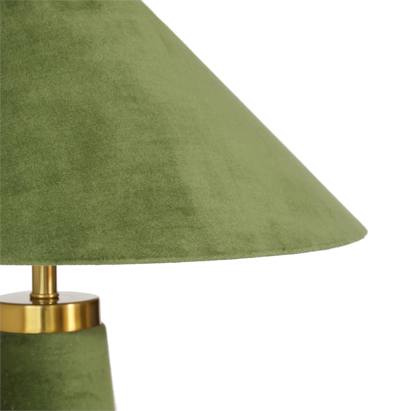 Pemberly Row Contemporary Accent Moss Green Velvet Table Lamp