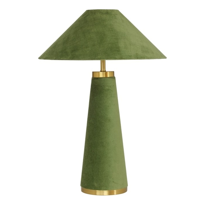 Pemberly Row Contemporary Accent Moss Green Velvet Table Lamp