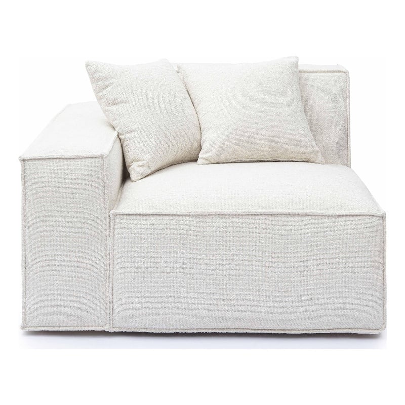 Pemberly Row Contemporary Cream Chenille Basketweave LAF Corner Chair