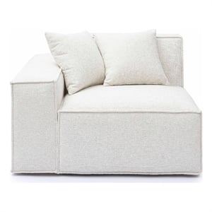 Pemberly Row Contemporary Cream Chenille Basketweave LAF Corner Chair