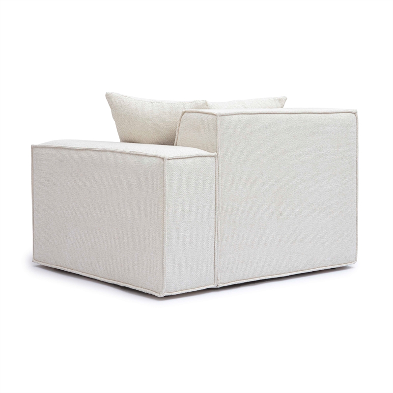 Pemberly Row Contemporary Cream Chenille Basketweave RAF Corner Chair