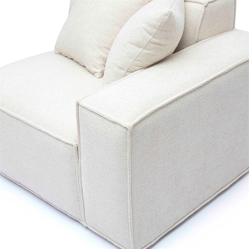 Pemberly Row Contemporary Cream Chenille Basketweave RAF Corner Chair