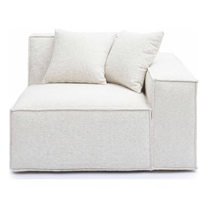 Pemberly Row Contemporary Cream Chenille Basketweave RAF Corner Chair