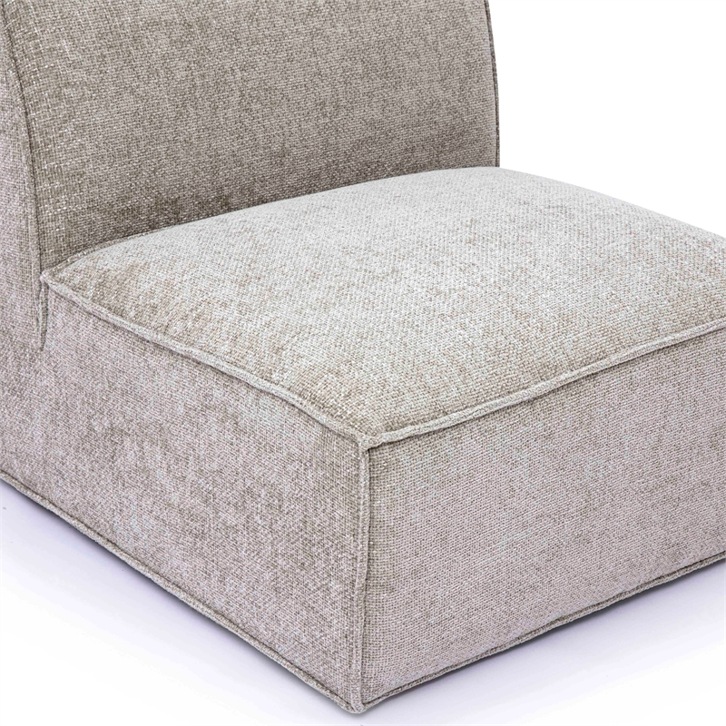 Pemberly Row Contemporary Taupe Chenille Basketweave Armless Chair