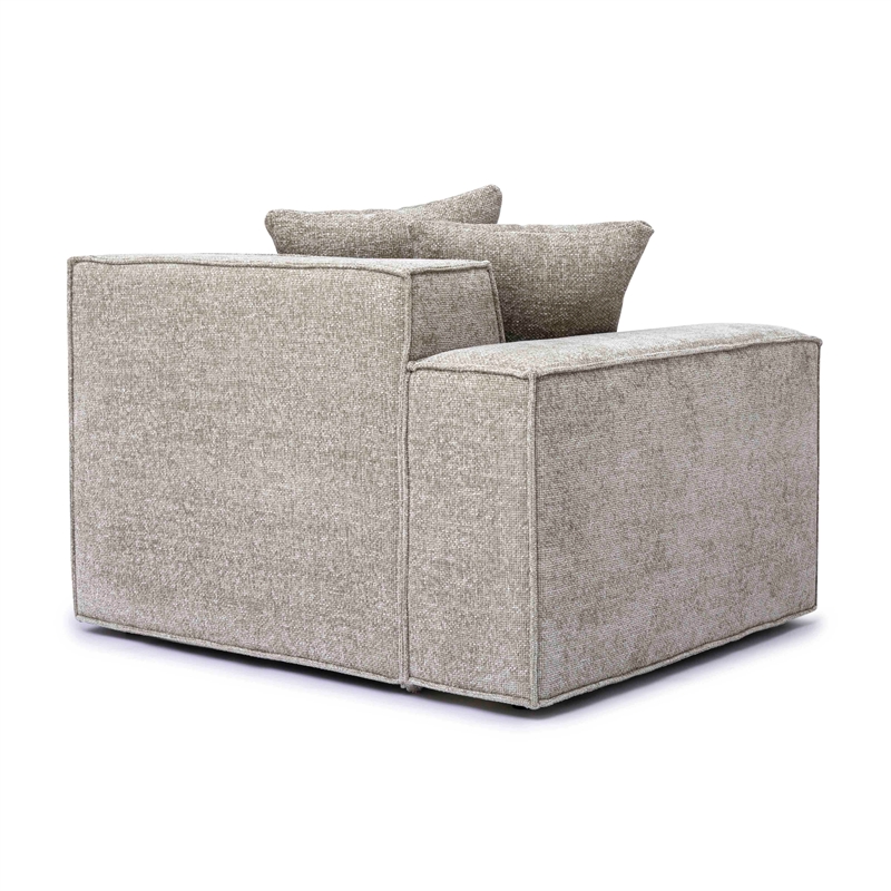 Pemberly Row Contemporary Taupe Chenille Basketweave LAF Corner Chair