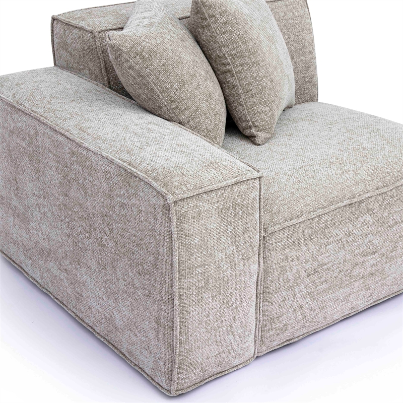 Pemberly Row Contemporary Taupe Chenille Basketweave LAF Corner Chair