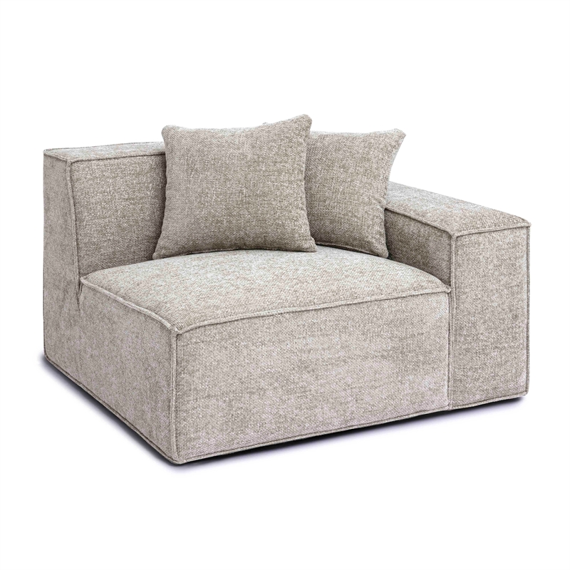 Pemberly Row Contemporary Taupe Chenille Basketweave RAF Corner Chair