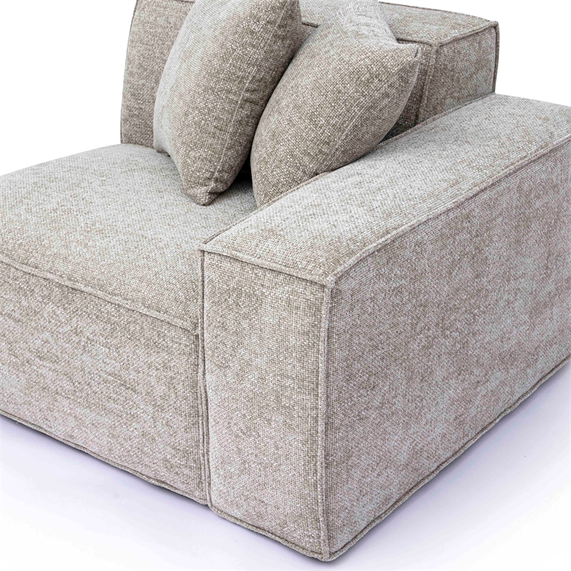 Pemberly Row Contemporary Taupe Chenille Basketweave RAF Corner Chair
