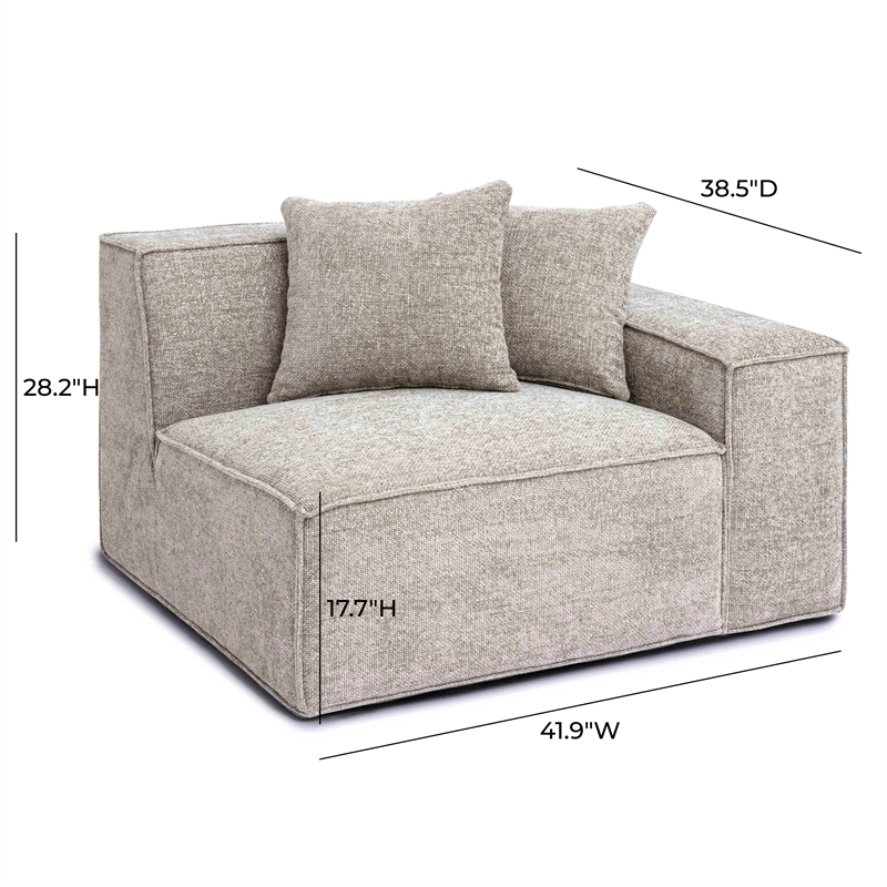 Pemberly Row Contemporary Taupe Chenille Basketweave RAF Corner Chair