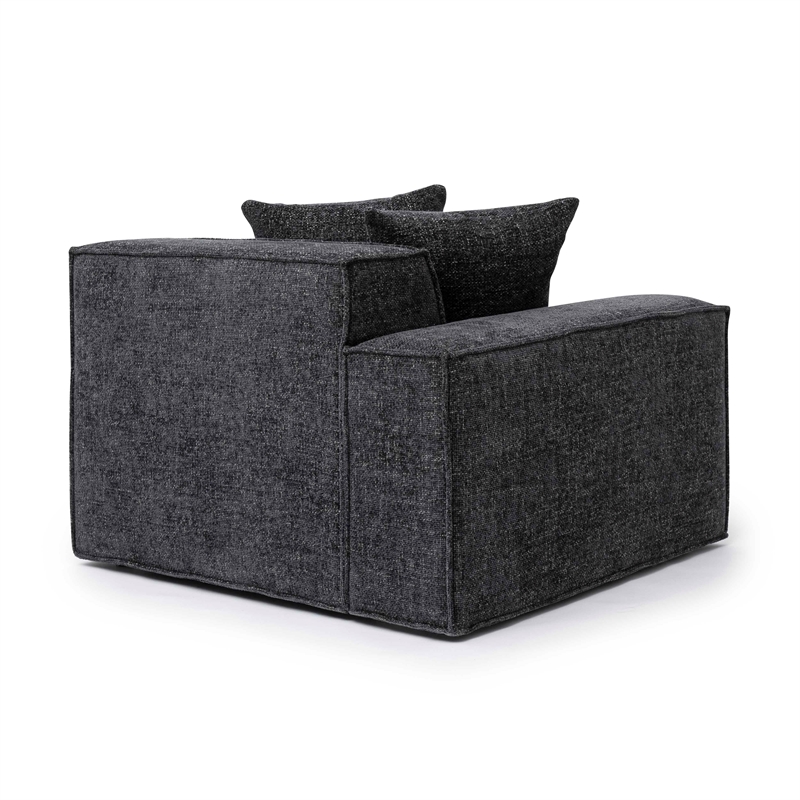 Pemberly Row Contemporary Charcoal Chenille Basketweave LAF Corner Chair