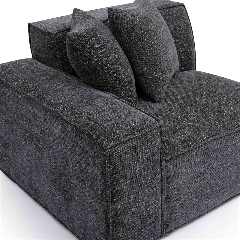 Pemberly Row Contemporary Charcoal Chenille Basketweave LAF Corner Chair