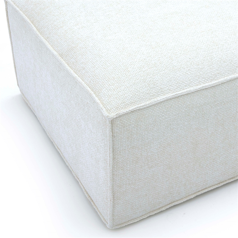 Pemberly Row Contemporary Cream Chenille Basketweave Ottoman