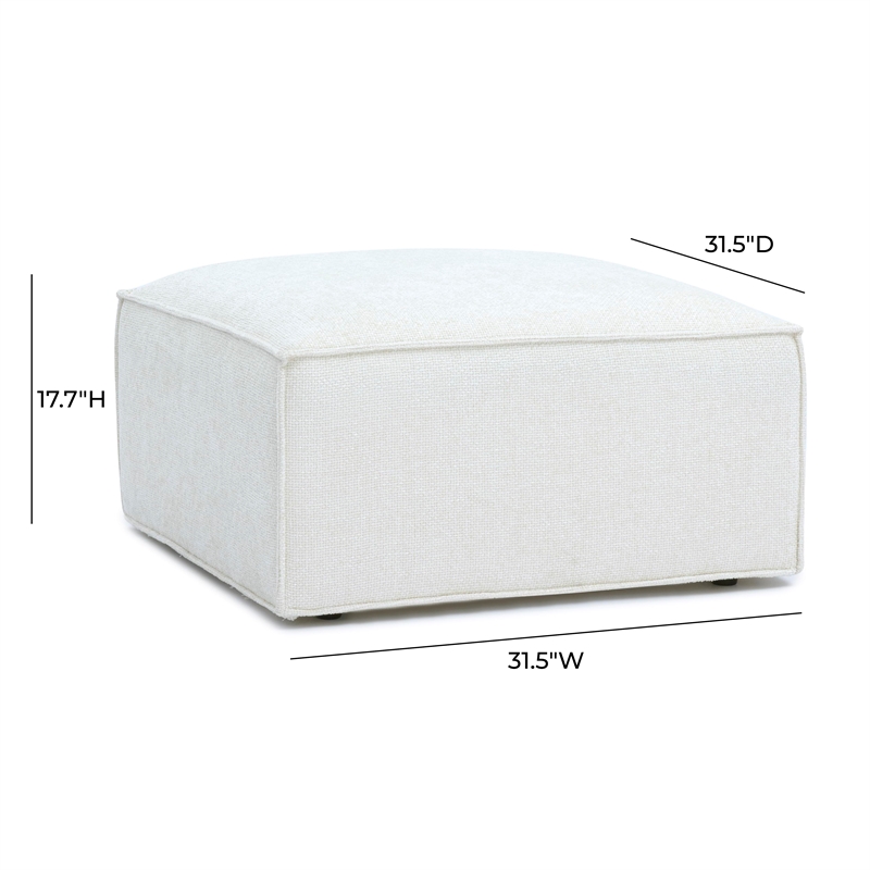 Pemberly Row Contemporary Cream Chenille Basketweave Ottoman