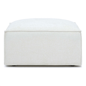 Pemberly Row Contemporary Cream Chenille Basketweave Ottoman