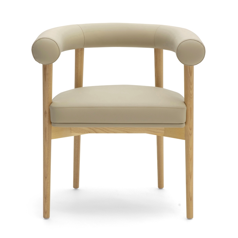 Pemberly Row Contemporary Accent Taupe Vegan Leather Dining Chair