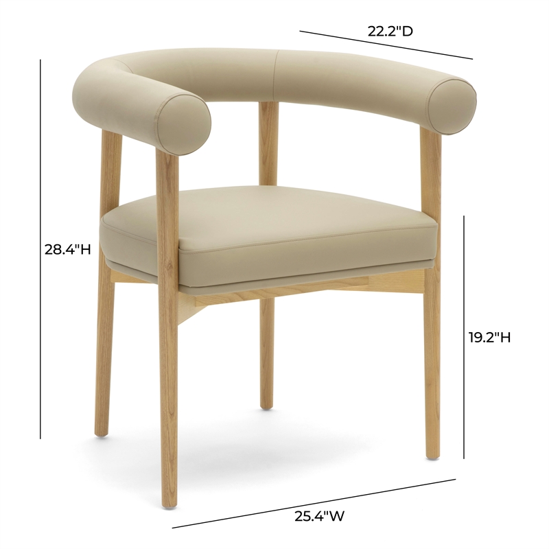 Pemberly Row Contemporary Accent Taupe Vegan Leather Dining Chair