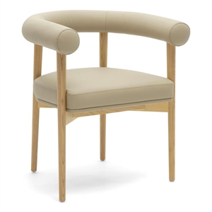 Pemberly Row Contemporary Accent Taupe Vegan Leather Dining Chair