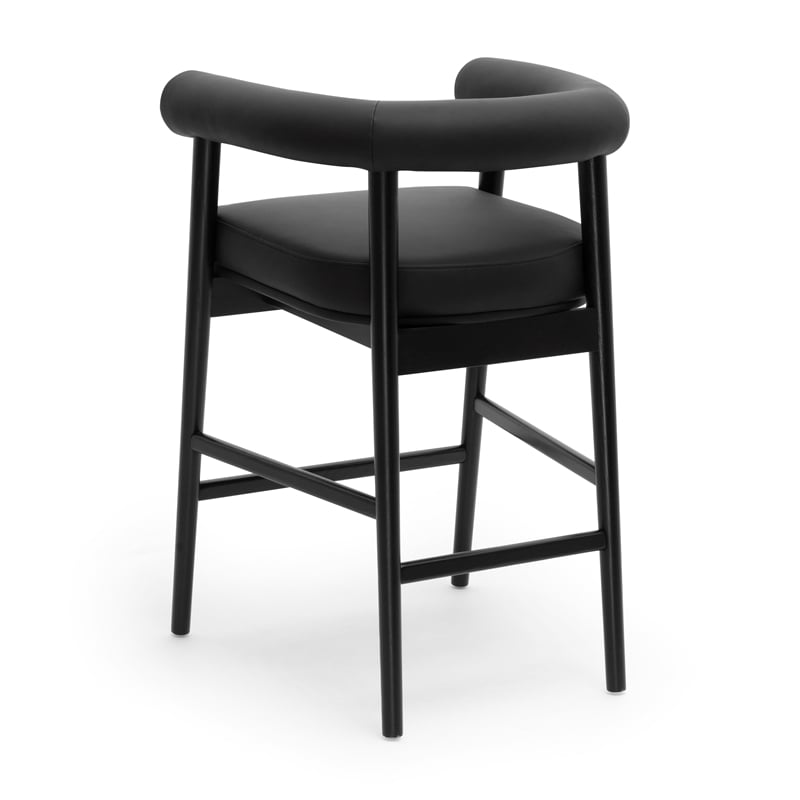 Pemberly Row Contemporary Accent Black Vegan Leather Counter Stool