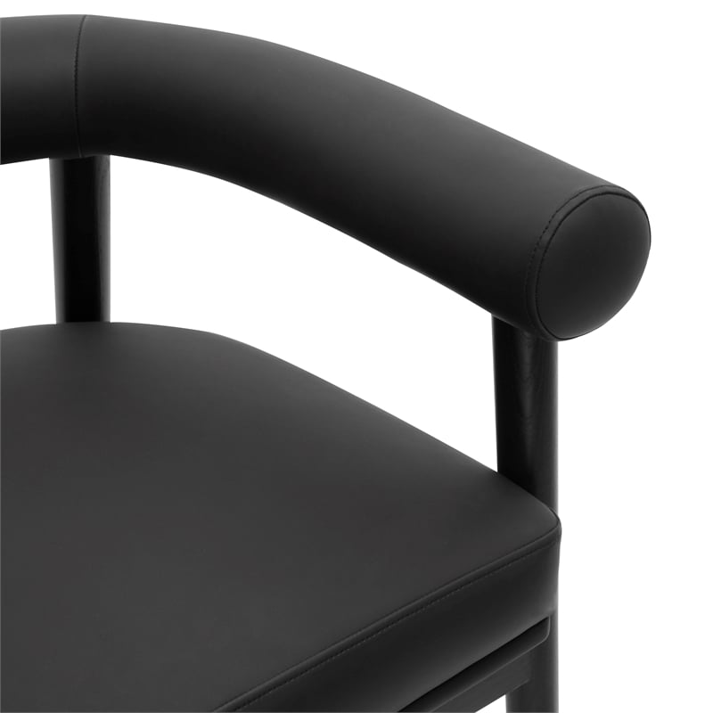Pemberly Row Contemporary Accent Black Vegan Leather Counter Stool