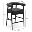 Pemberly Row Contemporary Accent Black Vegan Leather Counter Stool