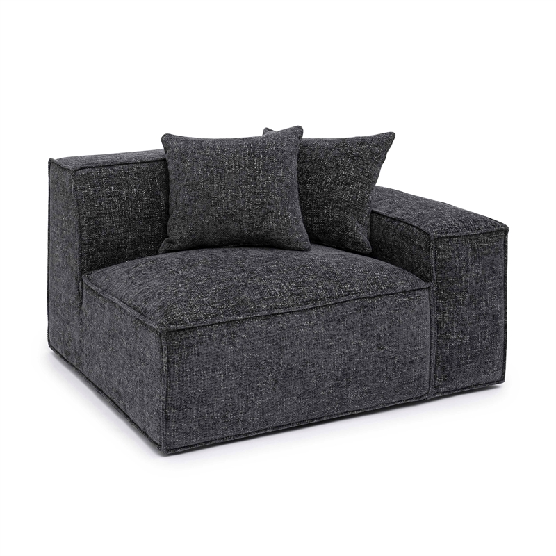 Pemberly Row Contemporary Charcoal Chenille Basketweave RAF Corner Chair