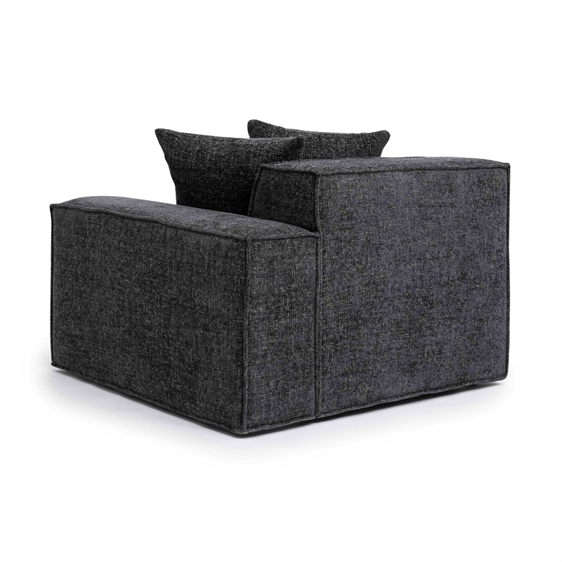 Pemberly Row Contemporary Charcoal Chenille Basketweave RAF Corner Chair