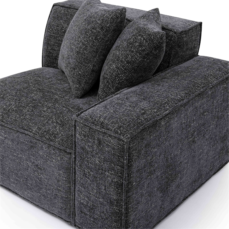 Pemberly Row Contemporary Charcoal Chenille Basketweave RAF Corner Chair