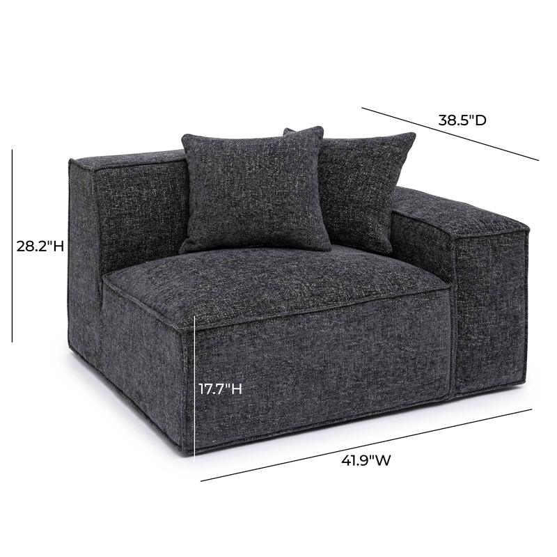 Pemberly Row Contemporary Charcoal Chenille Basketweave RAF Corner Chair