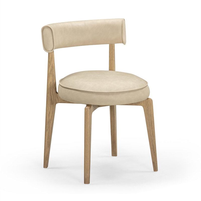 Pemberly Row Contemporary Cream Performance Vegan Leather Dining Chair