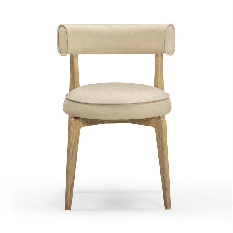 Pemberly Row Contemporary Cream Performance Vegan Leather Dining Chair