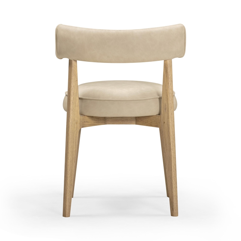 Pemberly Row Contemporary Cream Performance Vegan Leather Dining Chair