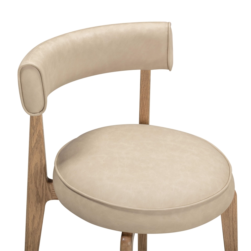 Pemberly Row Contemporary Cream Performance Vegan Leather Dining Chair