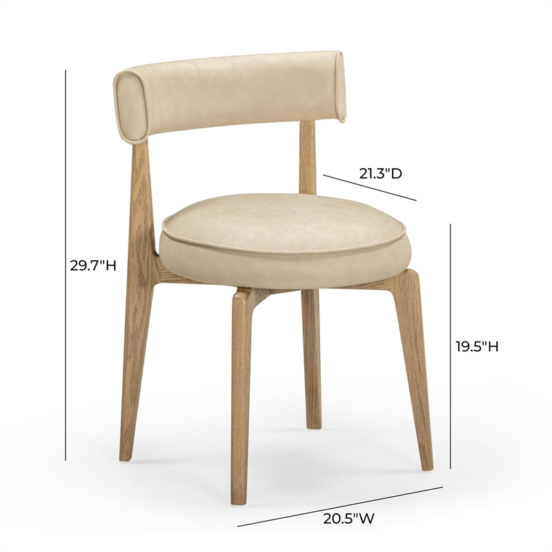 Pemberly Row Contemporary Cream Performance Vegan Leather Dining Chair