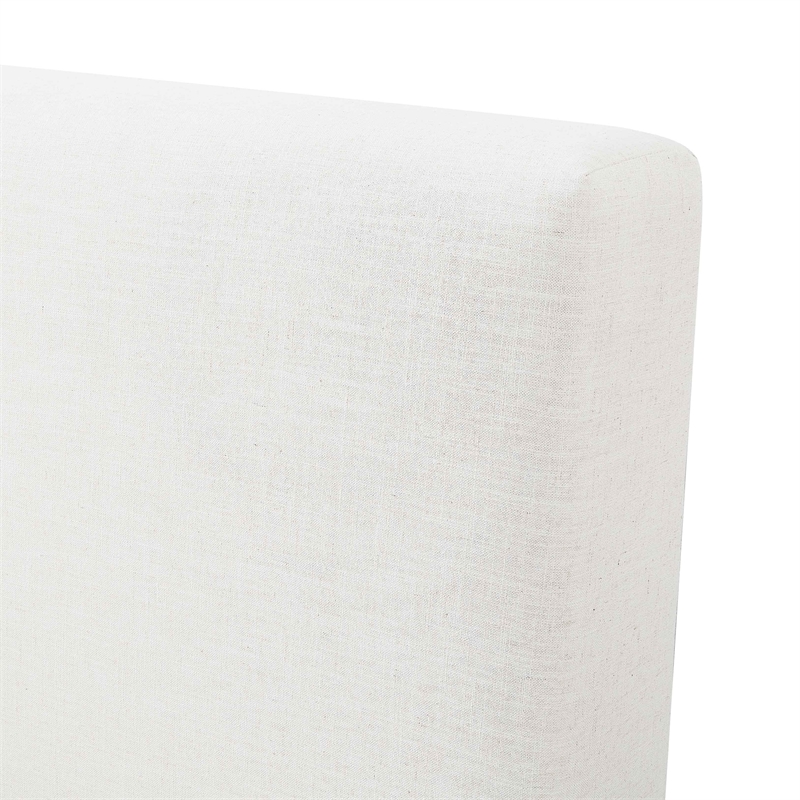 Pemberly Row Contemporary Cream Upcycled Linen Storage Queen Bed