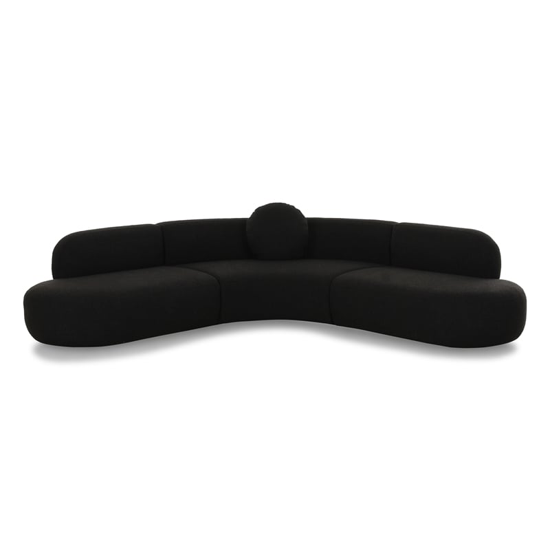 Pemberly Row Upholstered Contemporary Accent Black Boucle Sectional