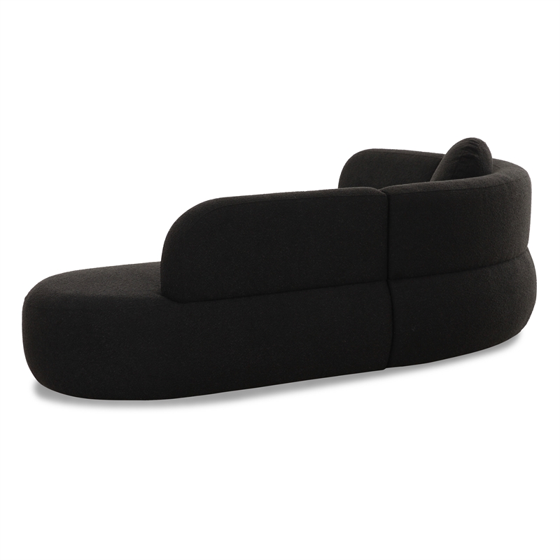 Pemberly Row Upholstered Contemporary Accent Black Boucle Sectional