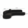 Pemberly Row Upholstered Contemporary Accent Black Boucle Sectional
