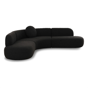 Pemberly Row Upholstered Contemporary Accent Black Boucle Sectional