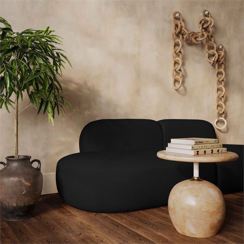 Pemberly Row Upholstered Contemporary Accent Black Boucle Sofa