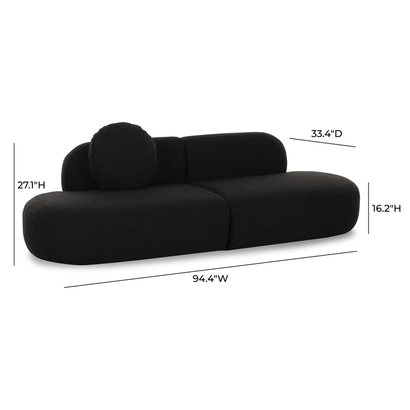 Pemberly Row Upholstered Contemporary Accent Black Boucle Sofa