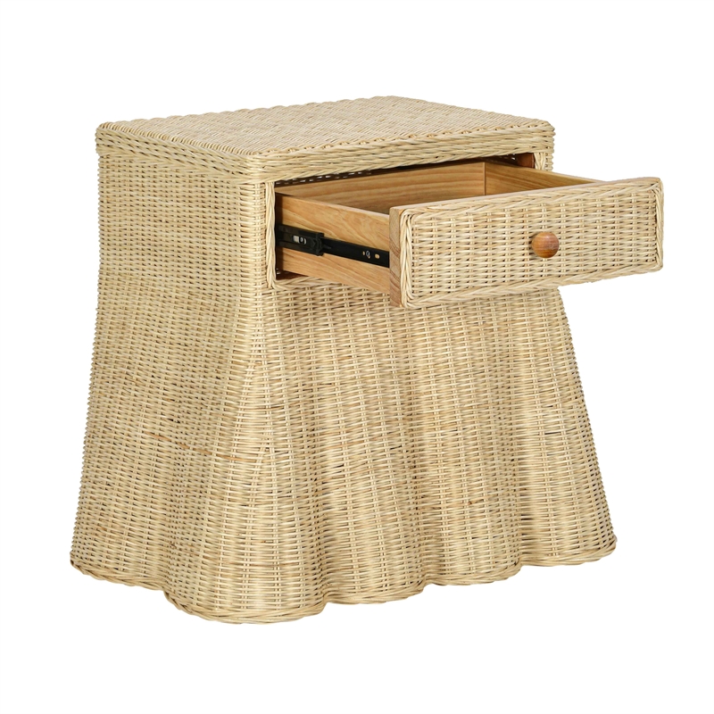 Pemberly Row Contemporary Accent Natural Finish Rattan Nightstand